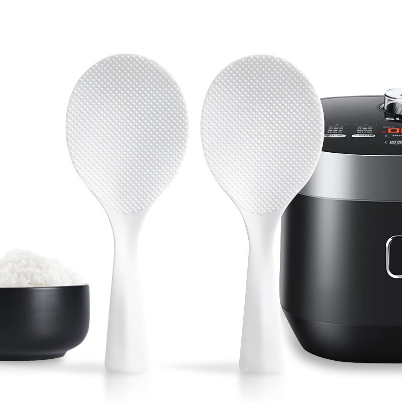 FireKylin 2 Pcs Plastic Rice Paddle,Non Stick Standing Rice Spoon Scooper Spatula,Heat Resistant Rice Cooker Spoon (White) - Image 1